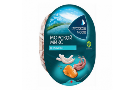 Коктейль из морепродуктов РУССКОЕ МОРЕ 180гр Морской микс в растительном масле 1/6шт