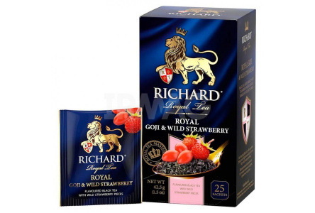 Чай черный в пакетиках RICHARD 25*1,7гр Royal Goji  Wild Strawberry байховый 1/12шт