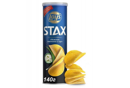 Чипсы LAYS STAX 140гр Нежная Сметана/Лук 1/9шт