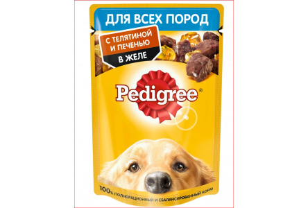 Корм д/собак PEDIGREE 85гр пауч Телятина/Печень в желе 1/28шт №10227041