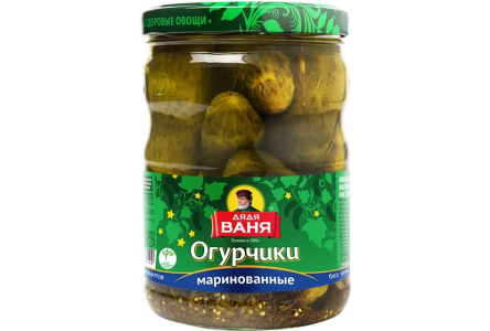 Огурчики ДЯДЯ ВАНЯ 950гр Маринованные ст/б 1/6шт