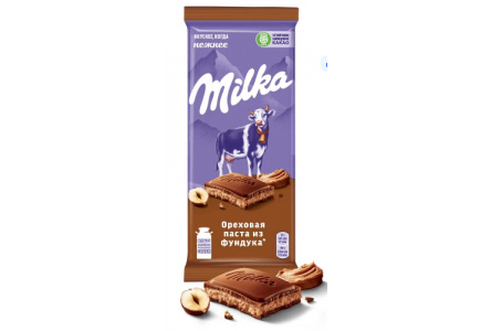 Шоколад MILKA 80гр Ореховая паста/Фундук молочный 1/20шт