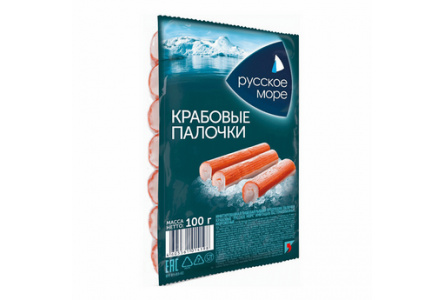 Крабовые палочки РУССКОЕ МОРЕ 100гр Охлажденные 1/15шт