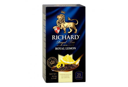 Чай черный в пакетиках RICHARD 25*1,7гр Royal Lemon байховый 1/12шт