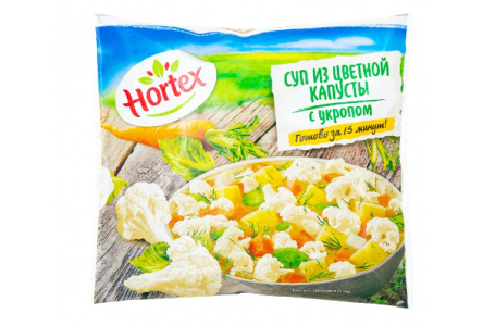 Заморож HORTEX 400гр Суп из цветной капусты с укропом 1/12шт