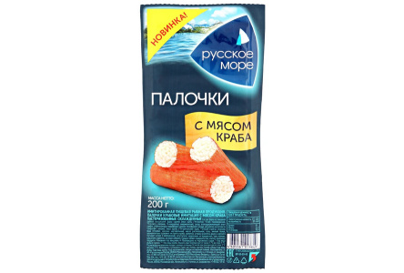 Крабовые палочки РУССКОЕ МОРЕ 200гр с мясом Краба 1/6шт