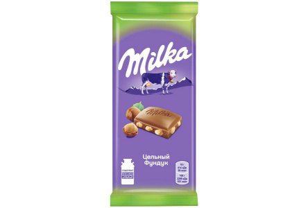 Шоколад MILKA 80гр Цельный фундук 1/19шт