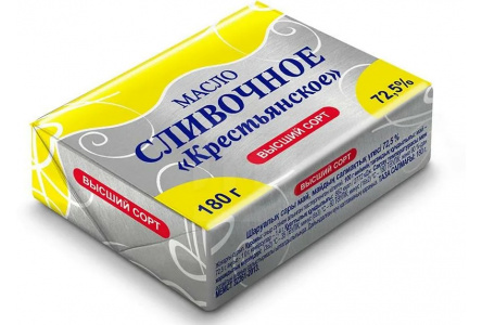 Масло сливочное Желтый Узор 180гр Крестьянское 72,5% 1/12шт