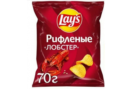 Чипсы LAYS 70гр Рифленые лобстер 1/25шт