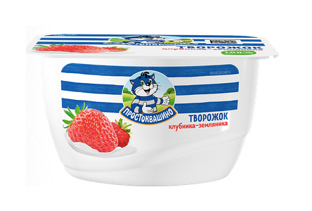 Продукт творожный ПРОСТОКВАШИНО 130гр 3,6% Клубника/земляника 1/8шт Продукт без заменителя молочного