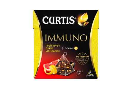 Чай черный в пирамидках CURTIS 15*1,7гр Immuno грейпфрукт/лайм/мандарин 1/12шт