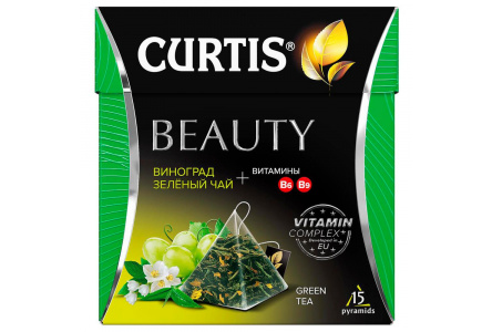 Чай зеленый в пирамидках CURTIS 15*1,7гр Beauty виноград 1/12шт