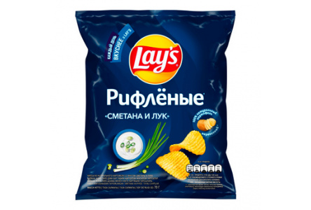 Чипсы LAYS 70гр Сметана лук 1/25шт