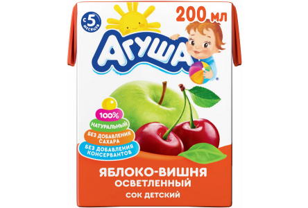 ДП Сок АГУША 200гр Яблоко/вишня с 5 мес 1/18шт