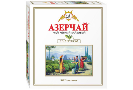 Чай черный в пакетиках АЗЕРЧАЙ 100*1,5гр с чабрецом байховый 1/24шт
