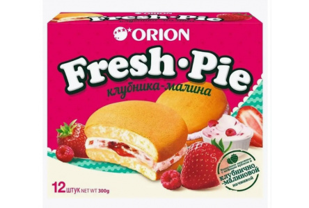 Печенье бисквитное ORION FRESH PIE 300гр Клубника/малина 1/8шт