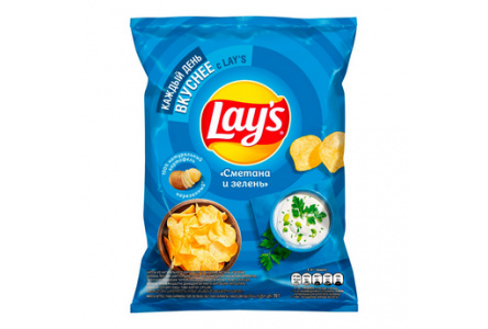 Чипсы LAYS 70гр Сметана зелень 1/25шт