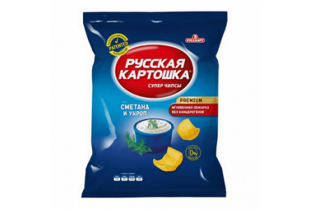 Чипсы РУССКАЯ КАРТОШКА 80гр сметана/укроп 1/16шт