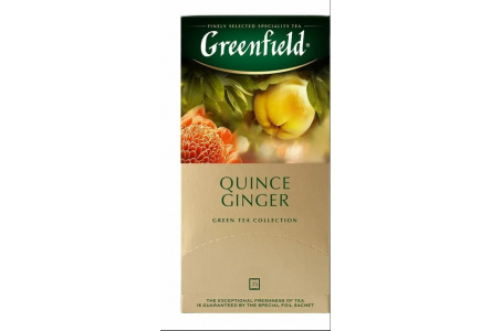 Чай зеленый в пакетиках GREENFIELD QUINCE GINGER 25*1,5гр байховый 1/10шт