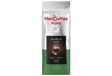 Кофе в зернах МACCOFFEE 1000гр Pure Arabica Crema м/у 1/6шт