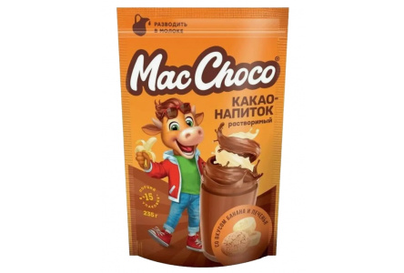 Какао напиток растворимый MACCHOCO 235гр Смешарики Банан/печенье 1/12шт