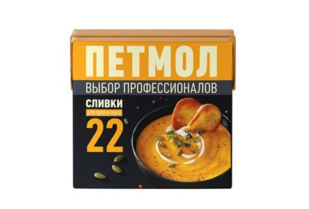 Сливки ПЕТМОЛ 500мл 22% ультрапаст 1/12шт Продукт без заменителя молочного жира