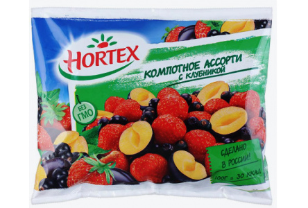 Заморож HORTEX 300гр Компотная смесь с клубникой 1/18шт