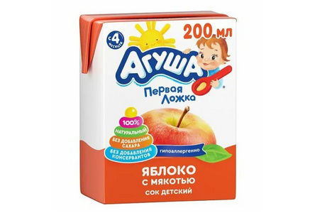 ДП Сок АГУША 200мл Яблоко с мякотью с 4 мес т/п 1/18шт