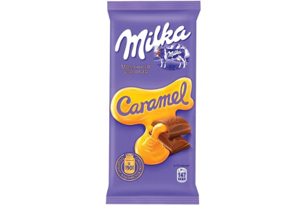 Шоколад MILKA 90гр Молочный с карамельной начинкой 1/20шт