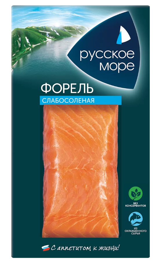 Рыба с/с Форель Русское Море 200гр Филе-кусок в/у 1/4шт Россия №6979