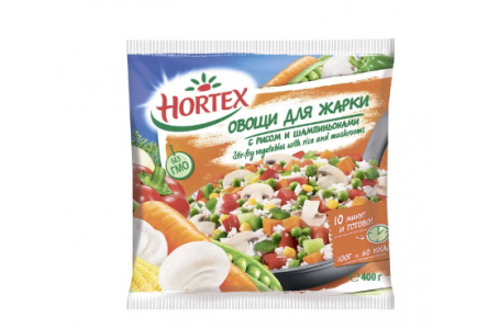 Заморож HORTEX 400гр Овощи д/жарки шампиньоны/рис 1/14шт