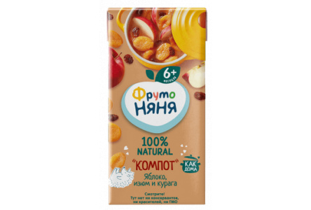 ДП Компот ФРУТОНЯНЯ 200гр Яблоко/изюм/курага неосветленный 1/18шт