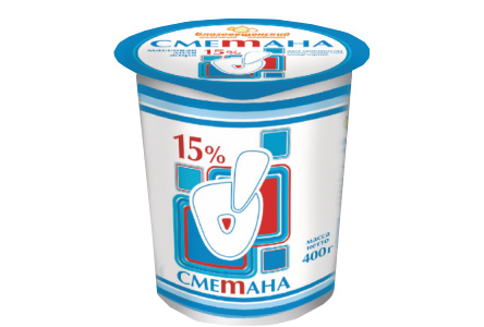 Сметана О! 400мл 15% стакан 1/9шт Продукт без заменителя молочного жира