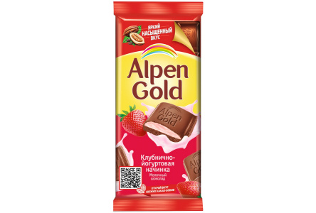 Шоколад ALPEN GOLD 80/85гр Клубнично-йогуртовая начинка1/21шт