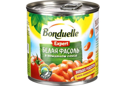 Фасоль BONDUELLE 425мл Белая в томатном соусе ж/б 1/12шт