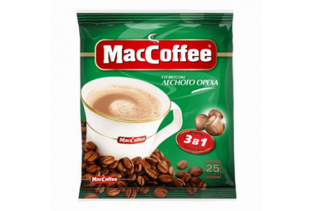 Кофе растворимый MACCOFFEE 3в1 18гр Лесной орех 1/25шт*20