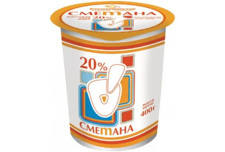 Сметана О! 400мл 20% стакан 1/9шт Продукт без заменителя молочного жира