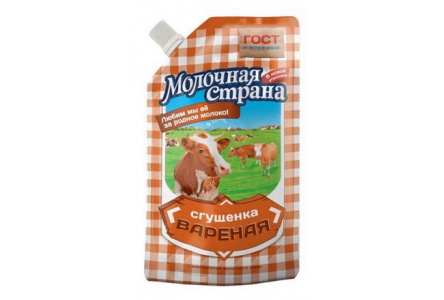 Продукт молокосодержащий МОЛОЧНАЯ СТРАНА 270гр вареный с сахаром д/п 1/12шт Рудня