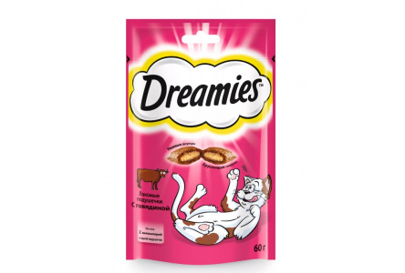 Корм д/кошек DREAMIES 60гр с говядиной 1/6шт №10166249