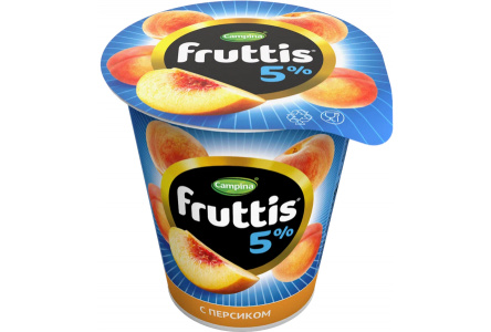 Продукт йогуртный FRUTTIS 290гр 5% Сливочное лакомство/персик 1/12шт Продукт без заменителя молочног