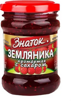 Ягода протертая ЗНАТОК 280гр Земляника с сахаром ст/б 1/12шт