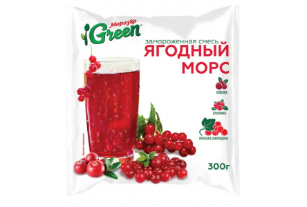 Заморож МОРОЗКО GREEN 300гр Ягодный морс клюква/брусника/кр.смородина 1/20шт