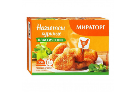 Наггетсы куриные МИРАТОРГ 300гр Классические 1/12шт