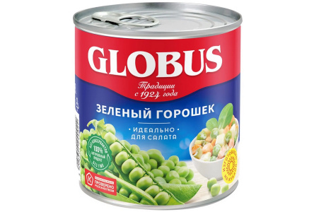 Горошек GLOBUS 425мл зеленый ж/б 1/12шт