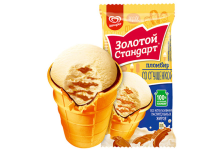 Мороженое ЗОЛОТОЙ СТАНДАРТ 93гр Пломбир со сгущ молоком ваф/ст 1/24шт Инмарко№113
