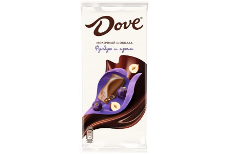 Шоколад  DOVE 90гр Молочный фундук/изюм 1/16шт