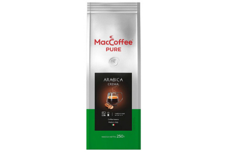 Кофе в зернах MACCOFFEE 250гр Pure Arabica Crema м/у 1/12шт