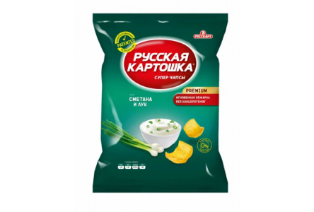 Чипсы РУССКАЯ КАРТОШКА 80гр Сметана/лук 1/16шт