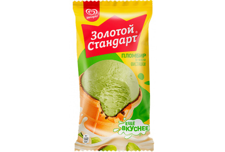 Мороженое ЗОЛОТОЙ СТАНДАРТ 90гр Пломбир фисташка ваф/ст 1/24шт Инмарко№0891