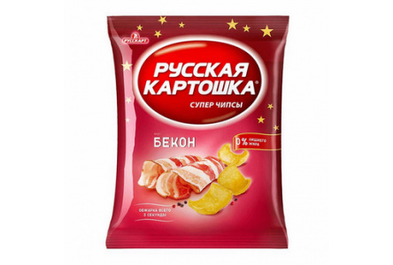 Чипсы РУССКАЯ КАРТОШКА 80гр Бекон 1/16шт